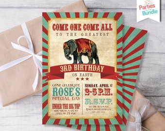 Circus Invitation/Circus Birthday Invitation/Carnival Invitation/Carnival Birthday invitation/Vintage Circus Invitation/Circus Theme/#002