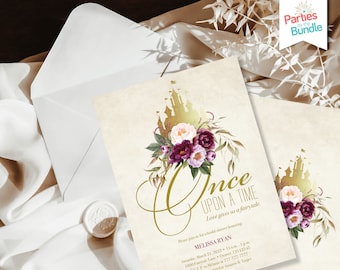 Princess Bridal Shower Invite, Storybook Invitation, Once Upon a Time Bridal Shower Invitation, Floral Princess Invite