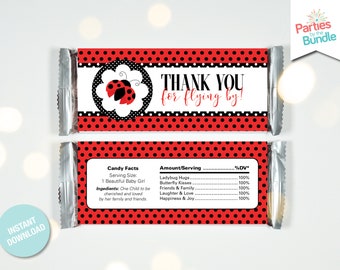 Ladybug Candy Bar Wrapper Baby Shower Printable Chocolate Bar Wrapper Little Lady Candy Bar Label Instant Download L5