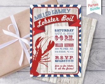 Lobster Invitation, Lobster Party Invitation, Crawfish Boil Invitation, Seafood Invitation, Lobster Boil Invitation, Lobster Birthday