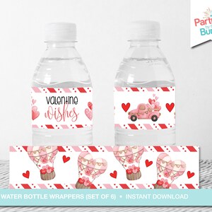 Valentine Water Bottle Labels, Printable Water Bottle Wrappers, Valentine Party Favors, Sweetest Day Printables, INSTANT DOWNLOAD, DIGITAL image 1