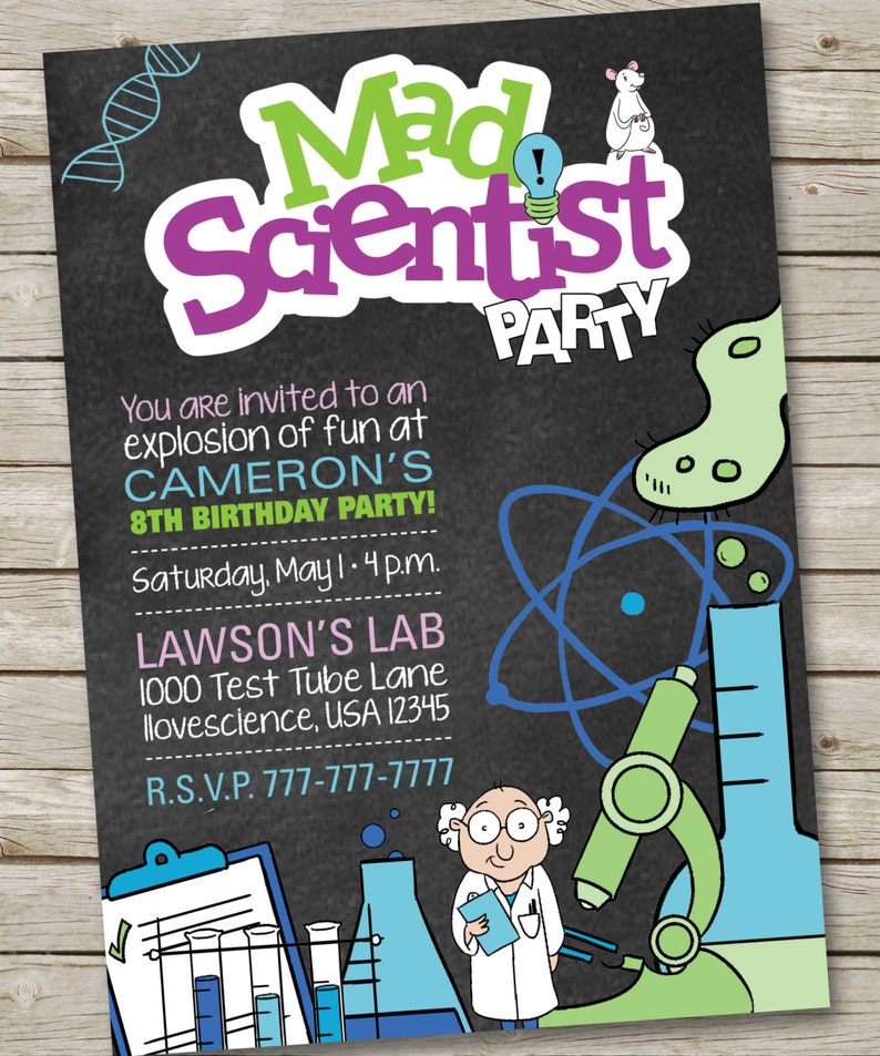 Mad Science Birthday Party Invitation Science Lab Party Boy Etsy