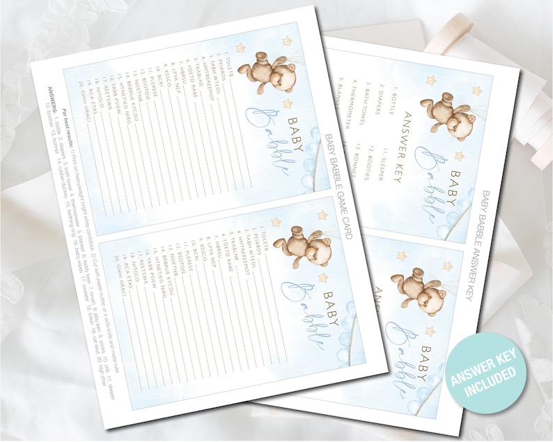 Teddy Bear Baby Shower Games Printable Game Cards Baby Etsy