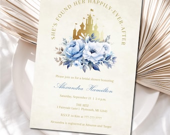 EDITABLE Happily Ever After Bridal Shower Invitation: Princess Storybook (Corjl Template) EA1