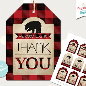 Lumberjack Birthday, Lumberjack Gift Tags,  Buffalo Plaid Gift Tags, Lumberjack Printable, Buffalo Plaid Party Printables, INSTANT DOWNLOAD