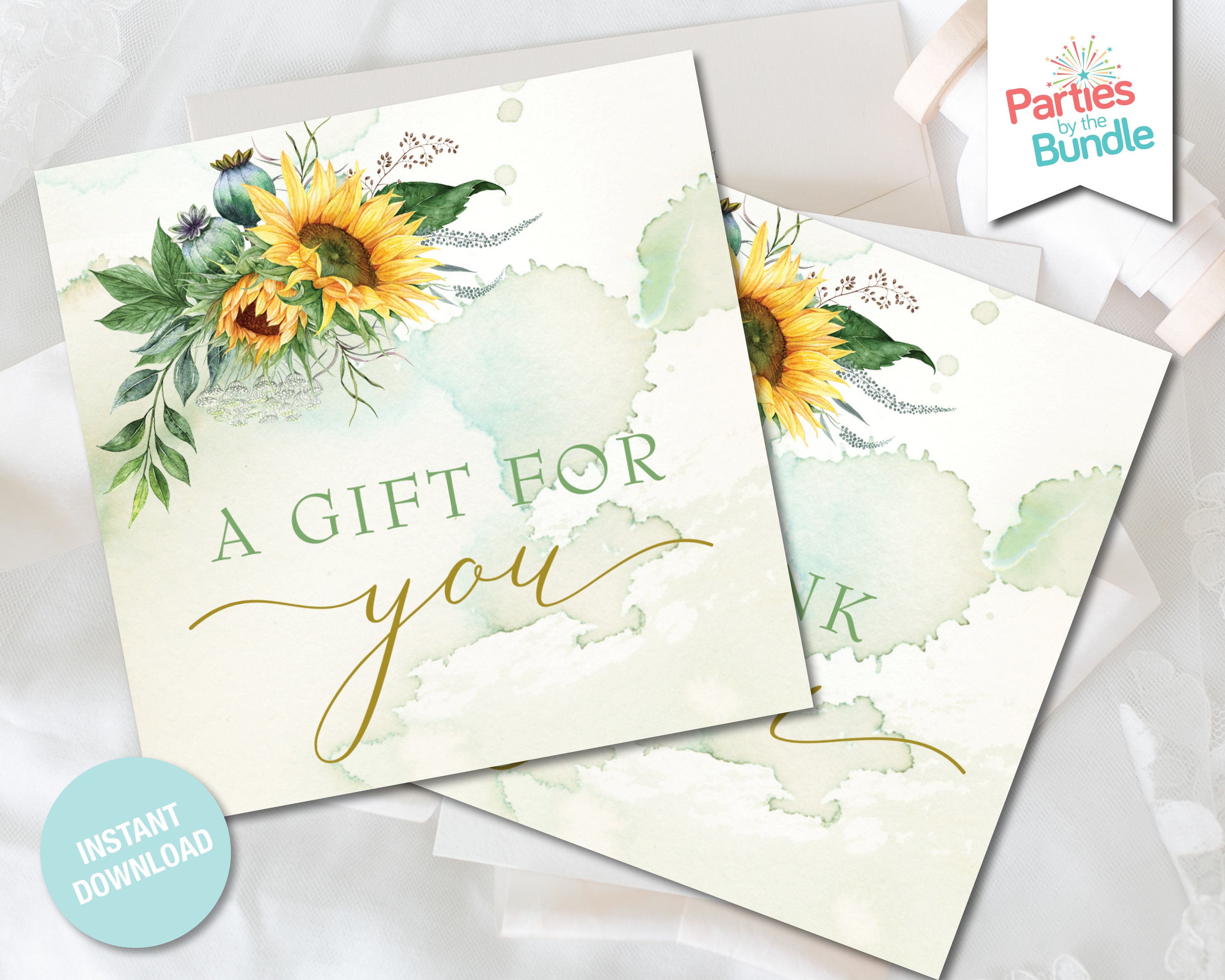 Sunflower Gift Tags Sunflower Birthday Party Printables Thank You Tags Favor Tags Party Supples Sunflower Decorations INSTANT
