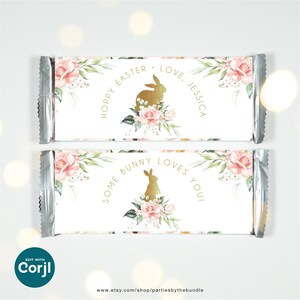 Involucri di cioccolato pasquali modificabili / Involucri di barrette di cioccolato pasquali / Bomboniere floreali stampabili / Modello Corjl