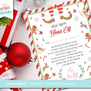 Carta de chegada do elfo Estou de volta Correio do Pólo Norte Carta de retorno do elfo Olá do seu elfo Carta do elfo de Natal DOWNLOAD INSTANTÂNEO