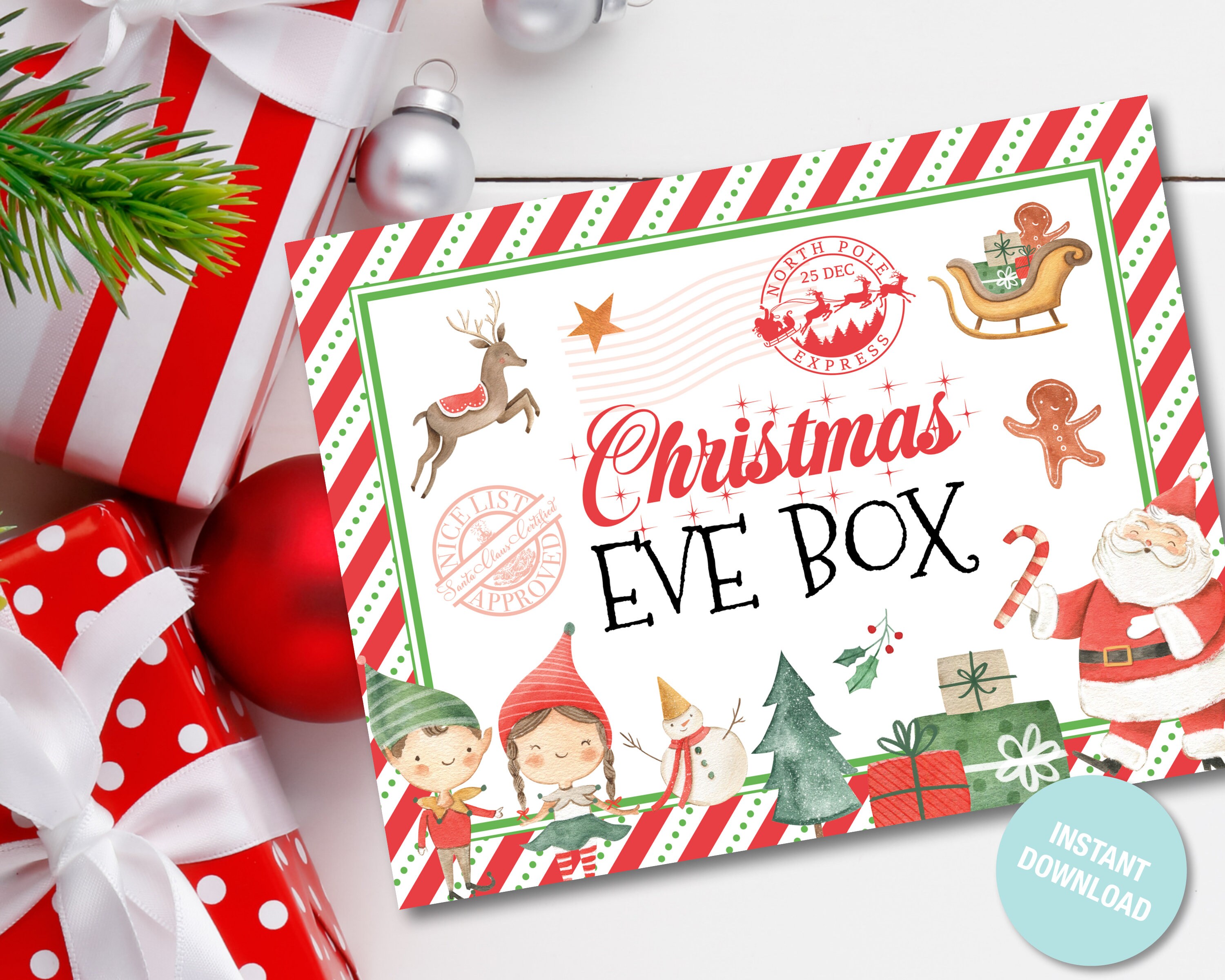 Christmas Eve Box Printable Label Christmas Eve Box Sign - Etsy