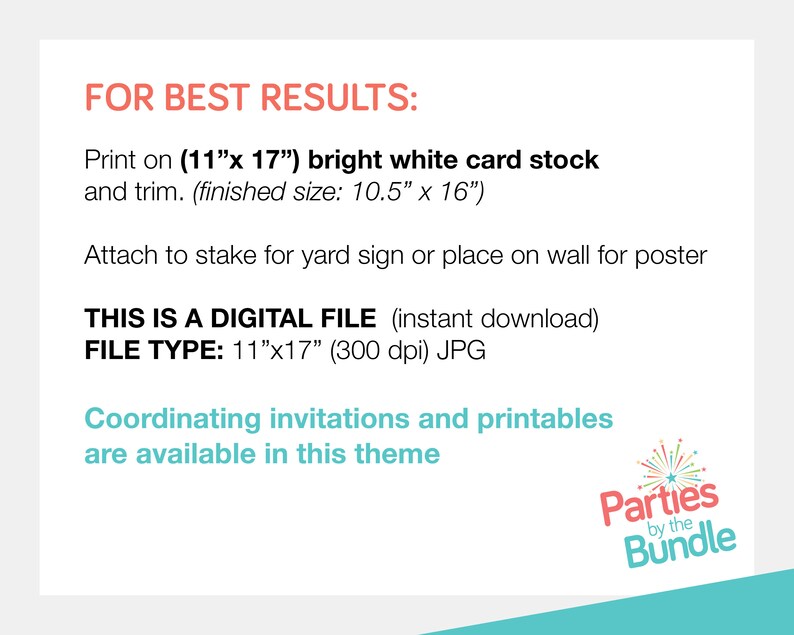 Puede incluir: Un archivo digital para un cartel de jard&iacute;n imprimible. El cartel mide 28 cm x 43 cm y est&aacute; dise&ntilde;ado para imprimirse en cartulina blanca brillante. El tama&ntilde;o final es de 26,7 cm x 40,6 cm. El archivo es un JPG de 300 dpi.