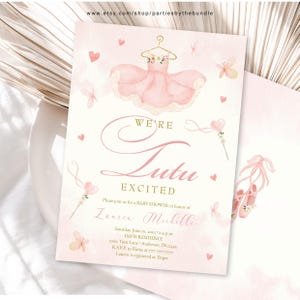 EDITABLE Tutu Baby Shower Invitation | Pink Ballerina Dance & Twirl Invite | Tutu Excited Theme | Corjl Template T9