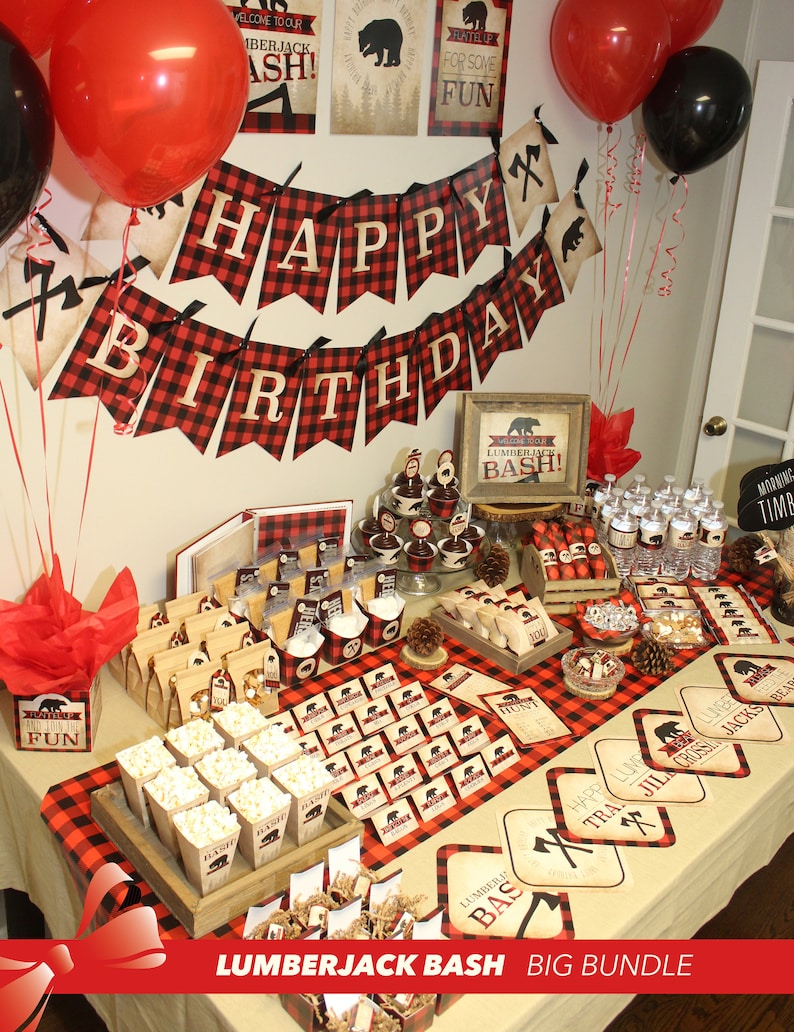 Lumberjack Party Supplies Lumberjack Printable Party Etsy Canada