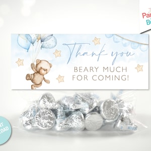 Teddy Bear Treat Bag Toppers, Printable Favors, Candy Bag Topper, Treat Topper, Teddy Bear Party, Baby Shower Favors, INSTANT DOWNLOAD T2