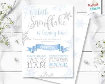 Winter Onederland Birthday Invite, Winter Onederland First Birthday Invitation, Onederland Birthday Boy Invitation, First Snowflake