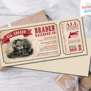 Geburtstagseinladung Zug, Bordkarte Einladungen, Zug Geburtstagsparty einladen, Geburtstagseinladung Ticket, Bordkarte Lädt ein #002 T3