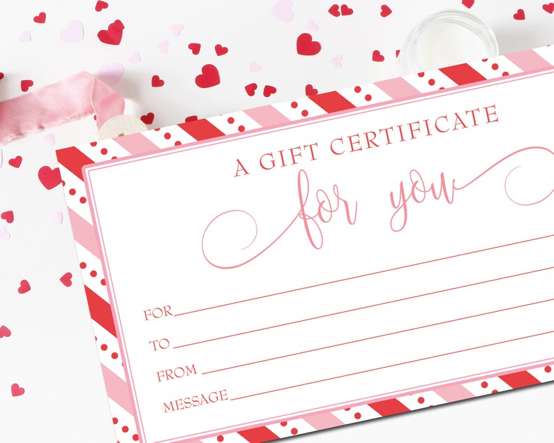 Printable Valentine's Day Gift Certificate Etsy