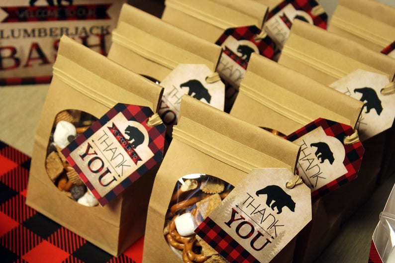 Lumberjack Birthday Lumberjack Gift Tags Buffalo Plaid Gift Etsy