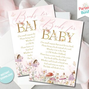 Sprookjesboeken voor babykaart | Babyshower tuinfee | Neem een bijsluiter mee | Boekaanvraagkaart |  DIRECT DOWNLOADEN F20