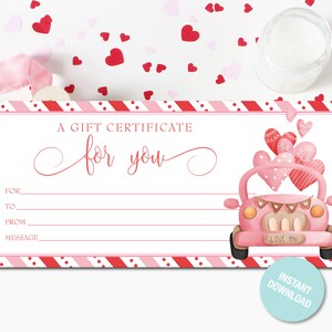 Printable Valentine's Day Gift Certificate, Valentine's Gift Voucher ...