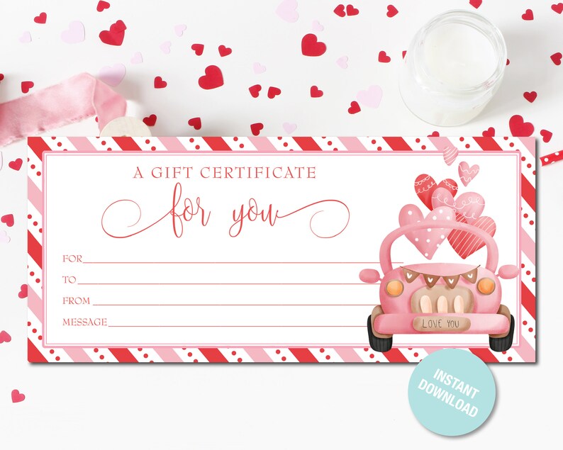 Printable Valentine's Day Gift Certificate Etsy