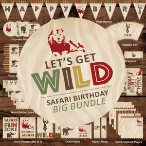 Jungle Printable Party, Safari Party Printables, Jungle Safari Printables, Zoo Printable Party, Safari Party Package, Jungle Party Kit F4