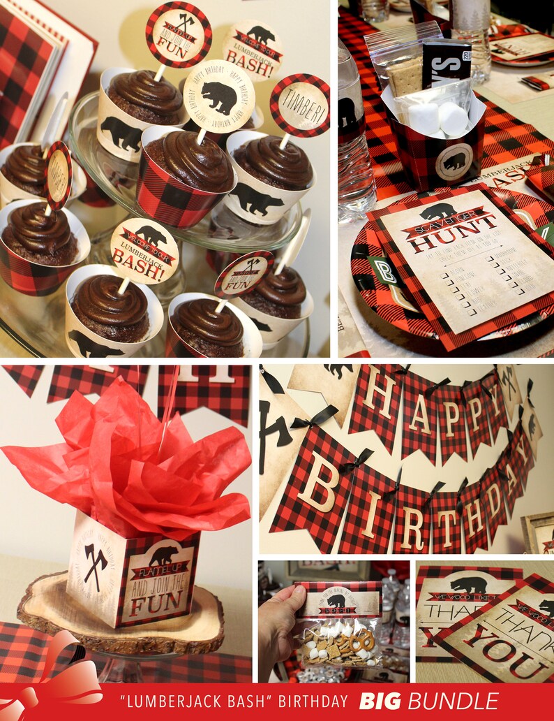 Lumberjack Party Supplies Lumberjack Printable Party Etsy Canada