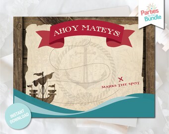 Pirate Birthday Placemats, Pirate Printable Paper Placemats, Party Supplies, DIY Printable Party Decor, Table Setting, INSTANT DOWNLOAD