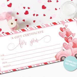 Printable Valentine's Day Gift Certificate, Valentine's Gift Voucher ...