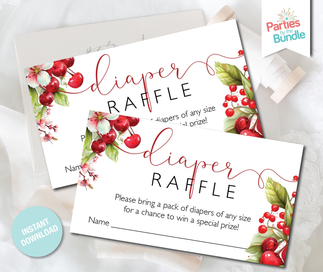 Little Rabbit Floral Diaper Raffle Tickets For Baby Showers - Set Of 20, 2"x3.5", Double-Sided Cards
