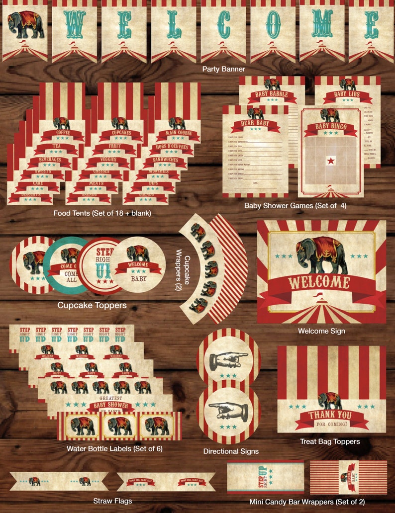 Circus Printable Shower Circus Baby Shower Decor Circus | Etsy