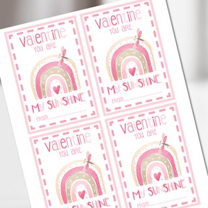 Printable Valentine's Day Gift Tag, Pink Rainbow Favor Tag, Printable ...