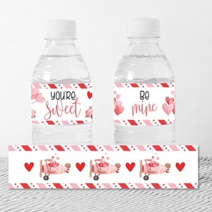 Valentine Water Bottle Labels, Printable Water Bottle Wrappers, Valentine Party Favors, Sweetest Day Printables, INSTANT DOWNLOAD, DIGITAL image 2