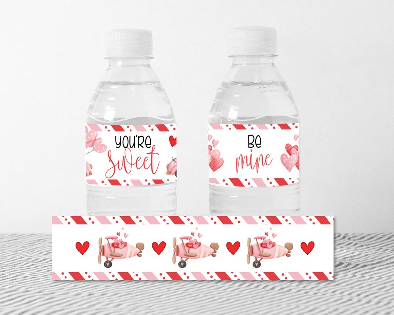 Valentine Water Bottle Labels, Printable Water Bottle Wrappers, Valentine Party Favors, Sweetest Day Printables, INSTANT DOWNLOAD, DIGITAL image 2