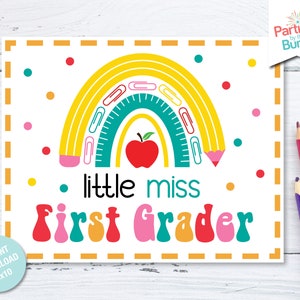 First Day of School Sign | Little Miss 1st Grader Photo Prop | Back to School Chalkboard Sign | INSTANT DOWNLOAD BS1