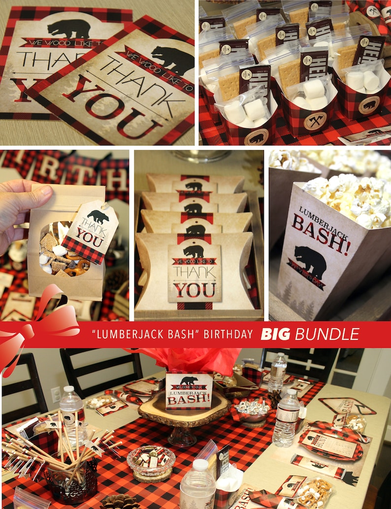 Lumberjack Party Supplies Lumberjack Printable Party Etsy