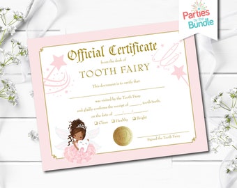 Tooth Fairy Certificate for Girl, Tooth Fairy Receipt, Lost Tooth Certificate, First Tooth Lost, Tooth Fairy Printable, INSTANT DOWNLOAD
