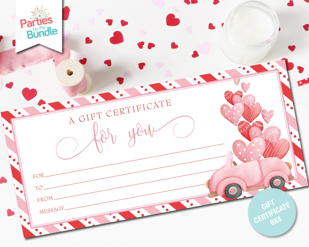 Printable Valentine's Day Gift Certificate, Valentine's Gift Voucher ...