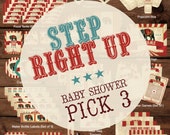 Circus Printable Baby Shower Decor, Carnival Printable Shower Decorations, Step Right Up Printable Package, DIGITAL C3