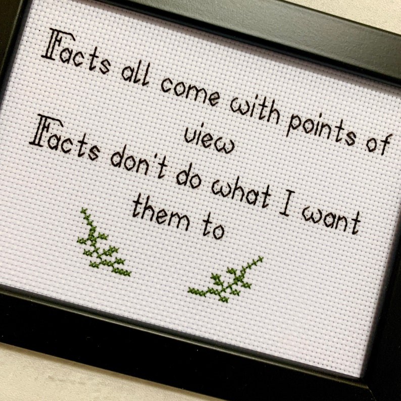 Framed & finished cross stitch bitch, your message stitched, custom personalised fun gift, birthday, embroidery, original design BLACK FRAME