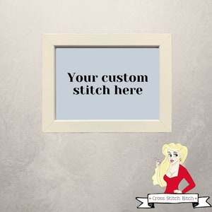 Framed & finished cross stitch bitch, your message stitched, custom personalised fun gift, birthday, embroidery, original design image 1