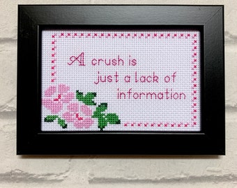 Framed funny rude subversive framed cross stitch needlepoint embroidery sassy, bestie novelty present