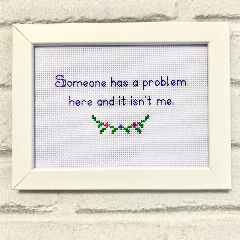 Framed & finished cross stitch bitch, your message stitched, custom personalised fun gift, birthday, embroidery, original design image 5