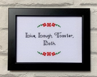 Framed funny rude subversive framed cross stitch needlepoint embroidery sassy, bestie novelty present