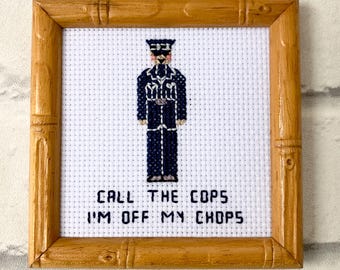 MATURE framed completed cross stitch bitch, pre loved wooden frame, fun gifts for him her, best friend, quirky & funny
