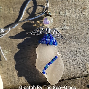 Authentic Seaglass Angel, guardian Angel, suncatcher, Angel Ornament, mermaid tears, nautical ornament, first Christmas, seaglass suncatcher