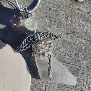 Authentic Seaglass Angel, guardian Angel, suncatcher, Angel Ornament, mermaid tears, nautical ornament, first Christmas, seaglass suncatcher