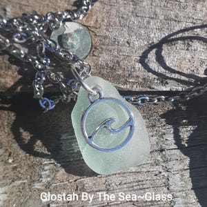 Authentic Seaglass Pendant, wave pendant,  sea lover pendant, seaglass pendant,  seaglass jewelry,  mermaid gift, nautical jewelry