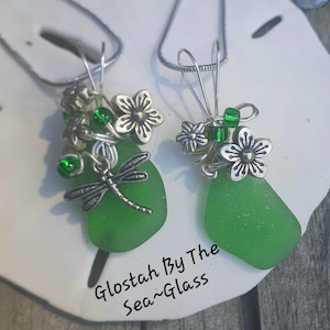 Authentic seaglass pendant,  Genuine seaglass  pendant,  Green seaglass  pendant,  seaglass necklace,  May birthstone, Mother&#39;s Day Gift