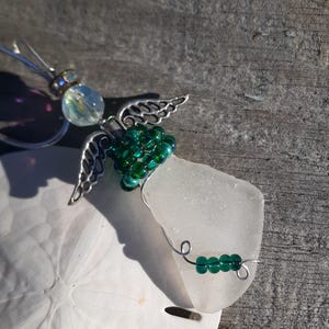 Authentic Seaglass Angel, guardian Angel, suncatcher, Angel Ornament, mermaid tears, nautical ornament, first Christmas, seaglass suncatcher
