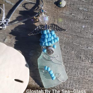 Authentic Seaglass Angel, guardian Angel, suncatcher, Angel Ornament, mermaid tears, nautical ornament, first Christmas, seaglass suncatcher